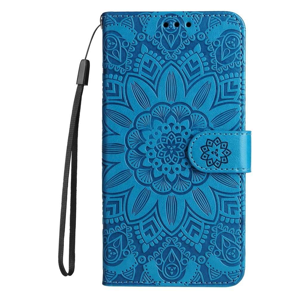 For Redmi Note 14 Pro 5G / Note 14 Pro+ 5G Embossed Sunflower Leather Phone Case(Blue)