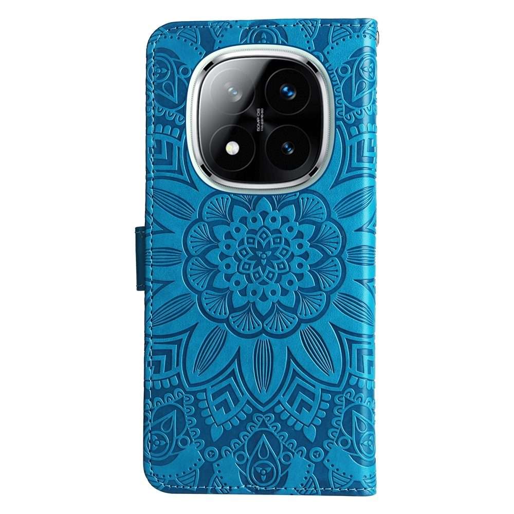 For Redmi Note 14 Pro 5G / Note 14 Pro+ 5G Embossed Sunflower Leather Phone Case(Blue)