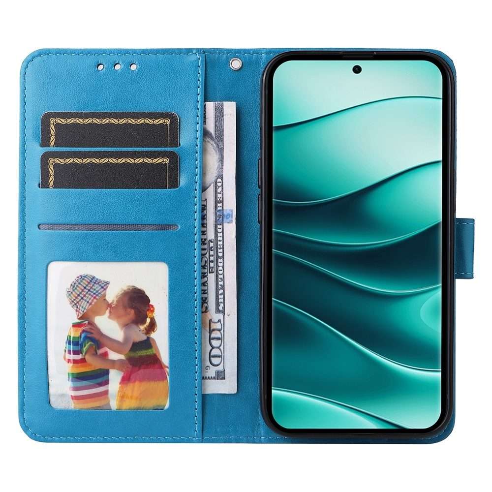 For Redmi Note 14 Pro 5G / Note 14 Pro+ 5G Embossed Sunflower Leather Phone Case(Blue)