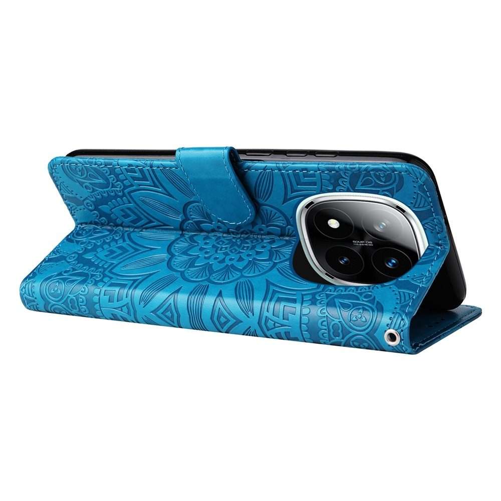 For Redmi Note 14 Pro 5G / Note 14 Pro+ 5G Embossed Sunflower Leather Phone Case(Blue)