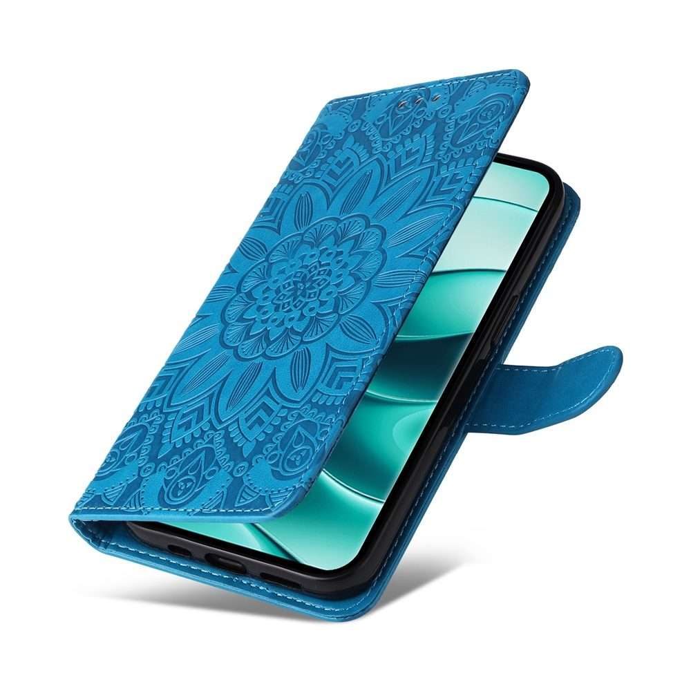 For Redmi Note 14 Pro 5G / Note 14 Pro+ 5G Embossed Sunflower Leather Phone Case(Blue)