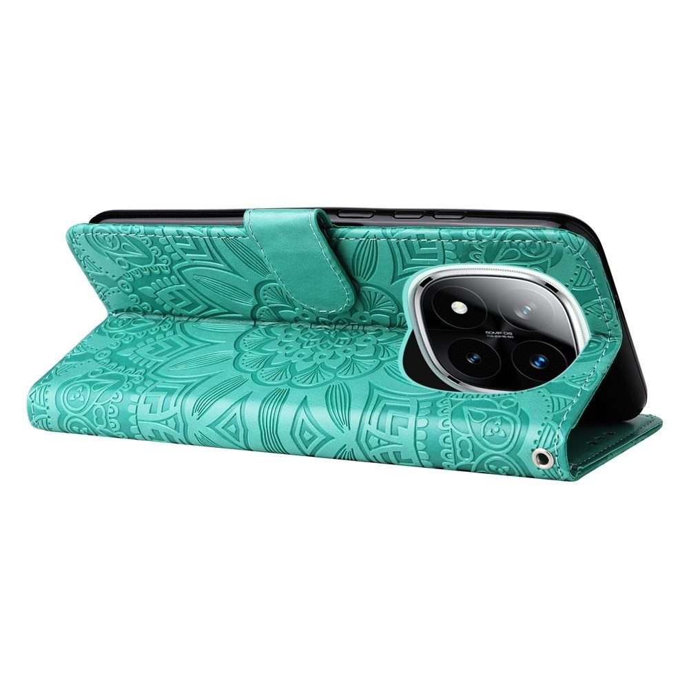 For Redmi Note 14 Pro 5G / Note 14 Pro+ 5G Embossed Sunflower Leather Phone Case(Green)