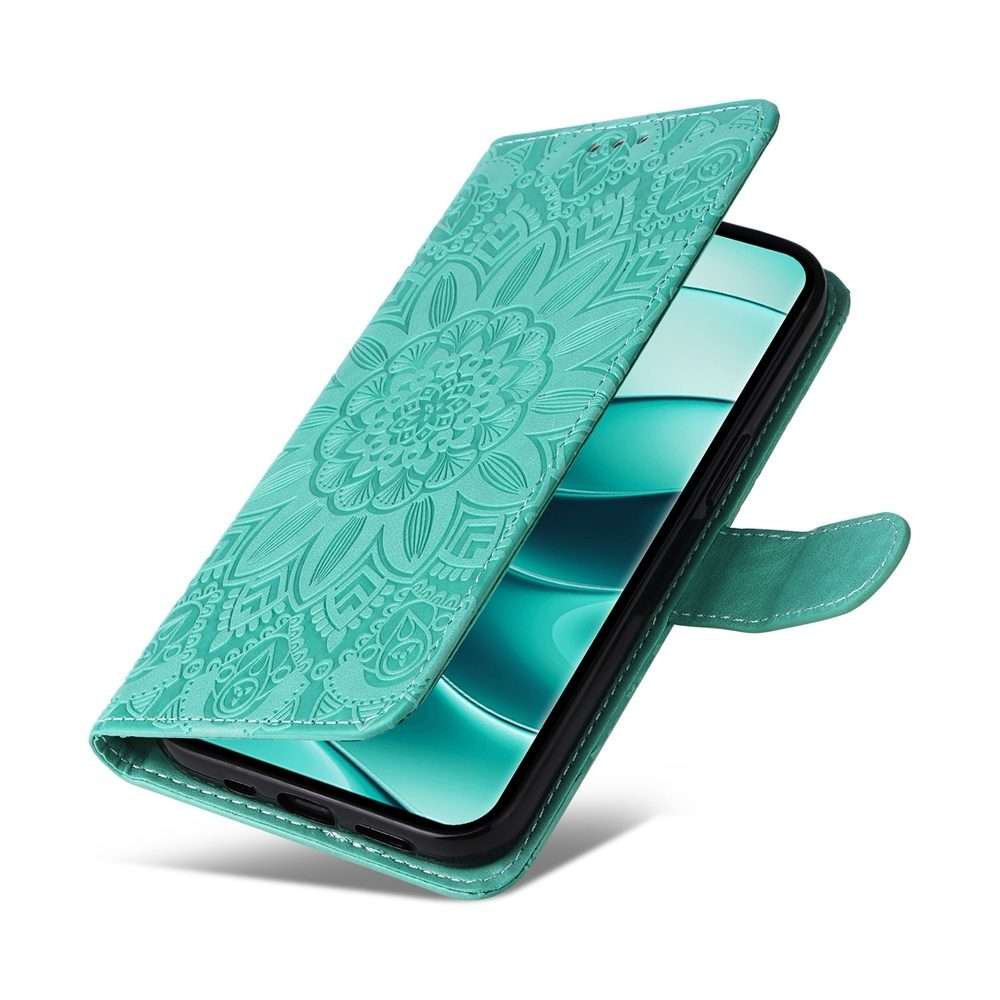 For Redmi Note 14 Pro 5G / Note 14 Pro+ 5G Embossed Sunflower Leather Phone Case(Green)