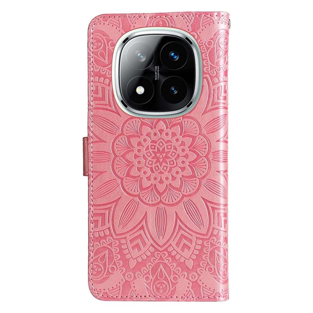 For Redmi Note 14 Pro 5G / Note 14 Pro+ 5G Embossed Sunflower Leather Phone Case(Rose Gold)