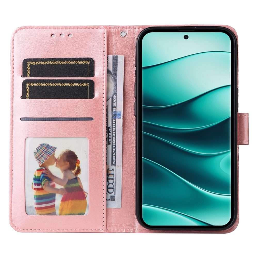 For Redmi Note 14 Pro 5G / Note 14 Pro+ 5G Embossed Sunflower Leather Phone Case(Rose Gold)