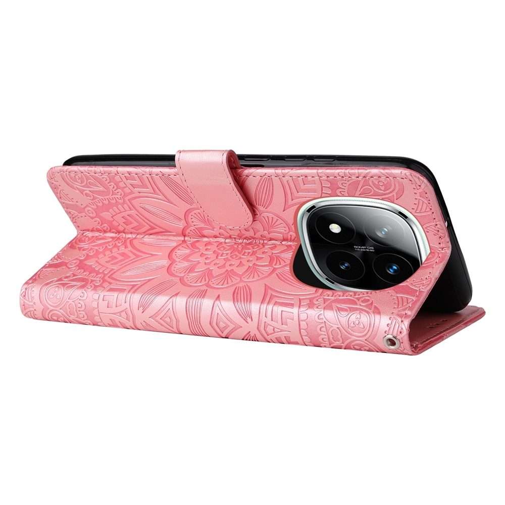 For Redmi Note 14 Pro 5G / Note 14 Pro+ 5G Embossed Sunflower Leather Phone Case(Rose Gold)