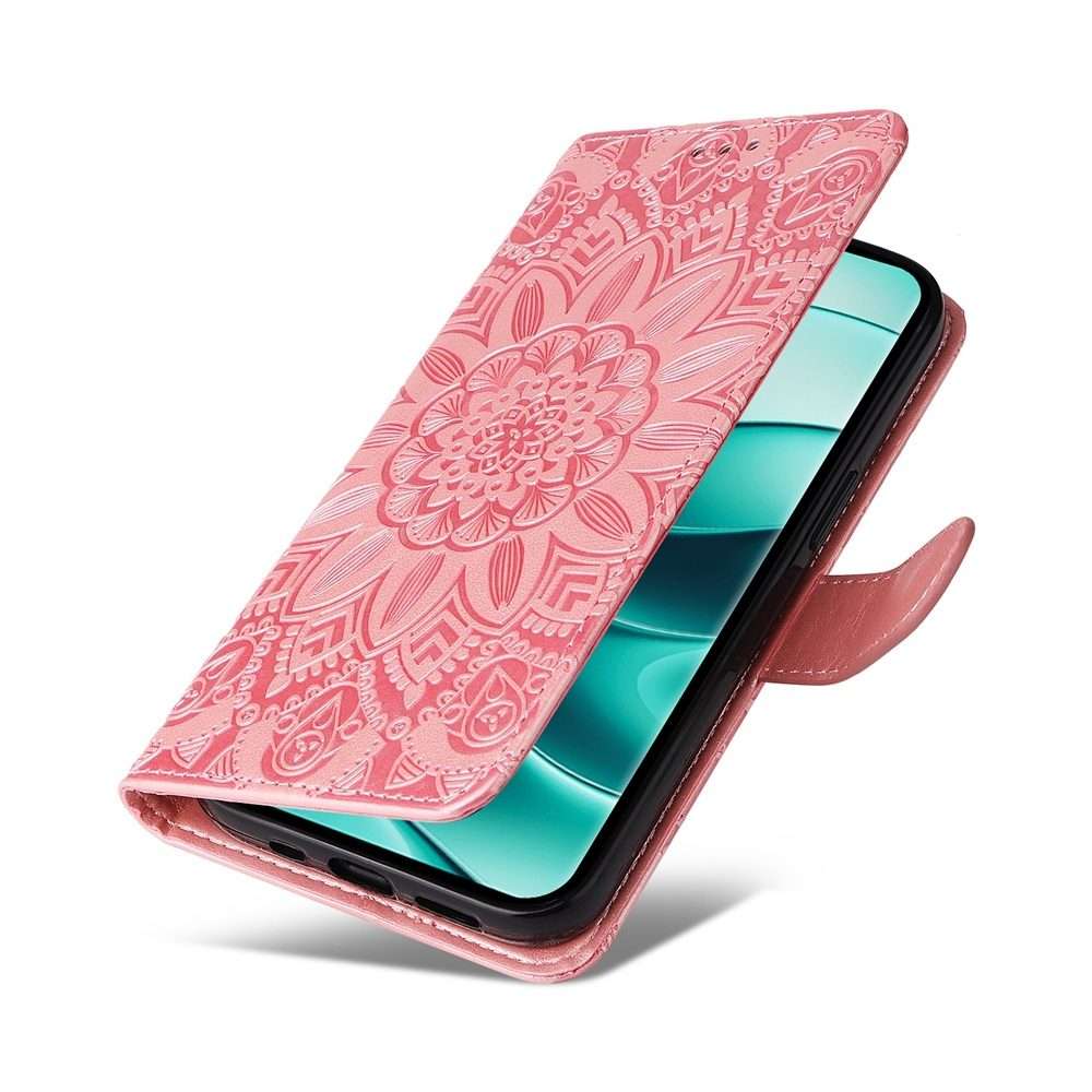 For Redmi Note 14 Pro 5G / Note 14 Pro+ 5G Embossed Sunflower Leather Phone Case(Rose Gold)