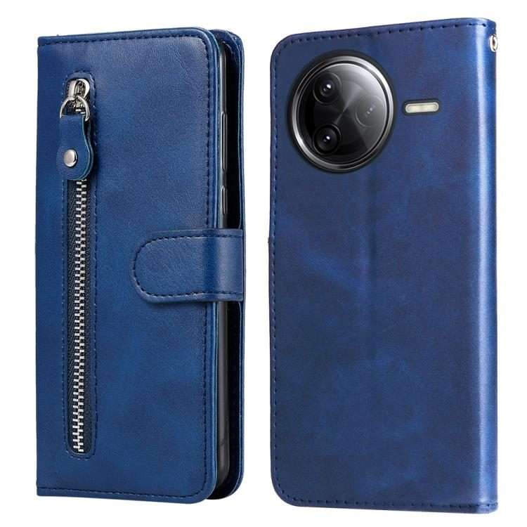 For Redmi K80 Pro Fashion Calf Texture Zipper Leather Phone Case(Blue)
