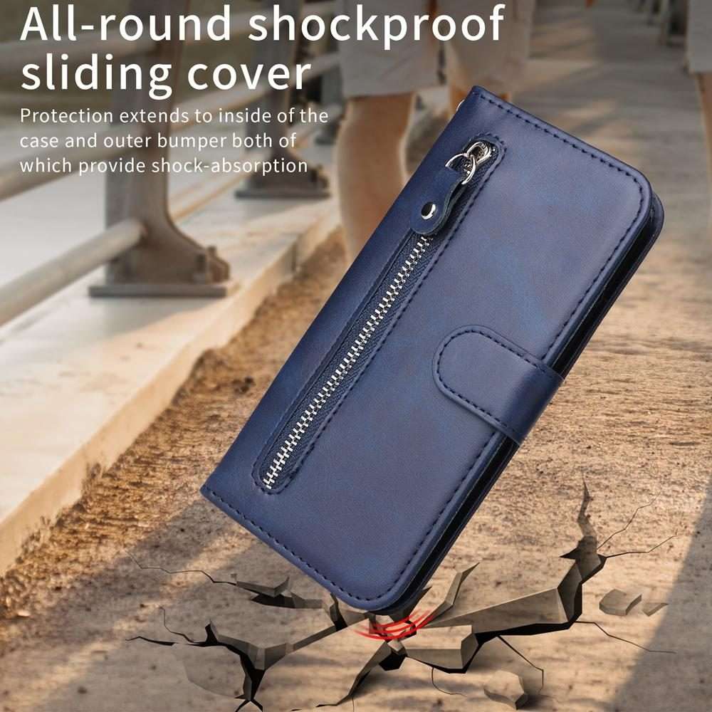 For Redmi K80 Pro Fashion Calf Texture Zipper Leather Phone Case(Blue)
