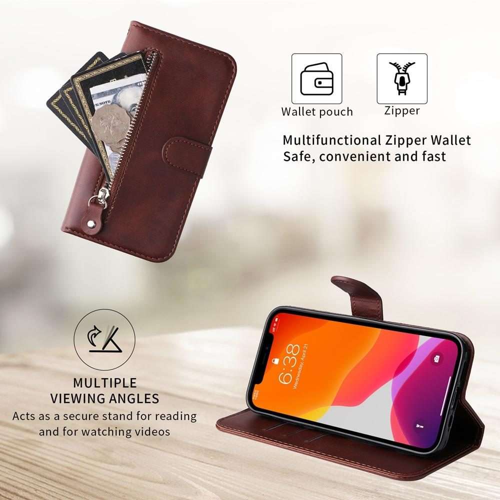 For Redmi K80 Pro Fashion Calf Texture Zipper Leather Phone Case(Brown)