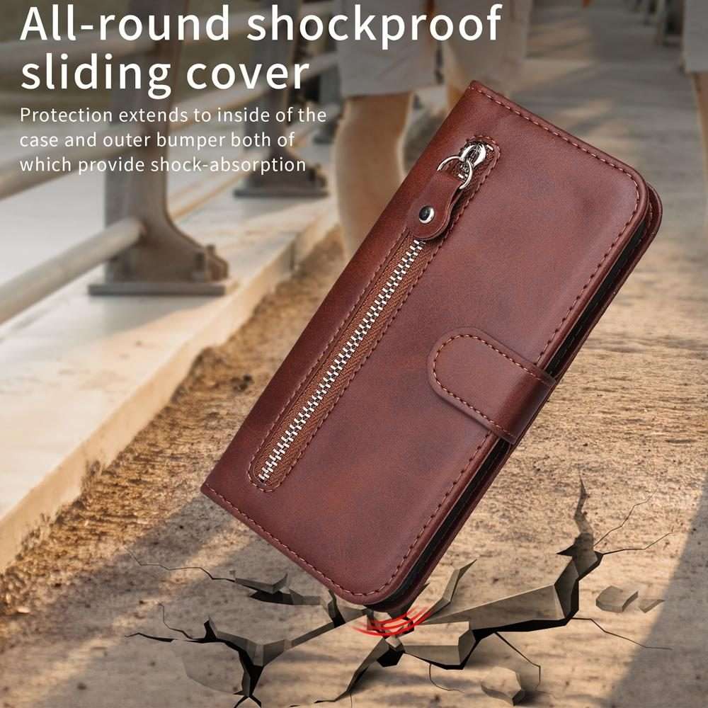 For Redmi K80 Pro Fashion Calf Texture Zipper Leather Phone Case(Brown)
