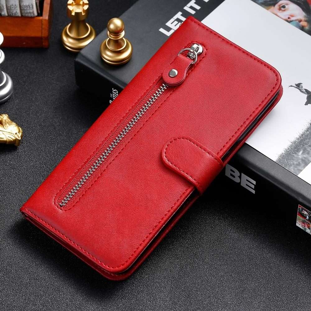 For Redmi K80 Pro Fashion Calf Texture Zipper Leather Phone Case(Red)