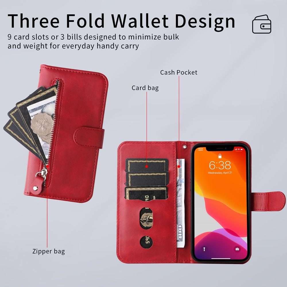 For Redmi K80 Pro Fashion Calf Texture Zipper Leather Phone Case(Red)