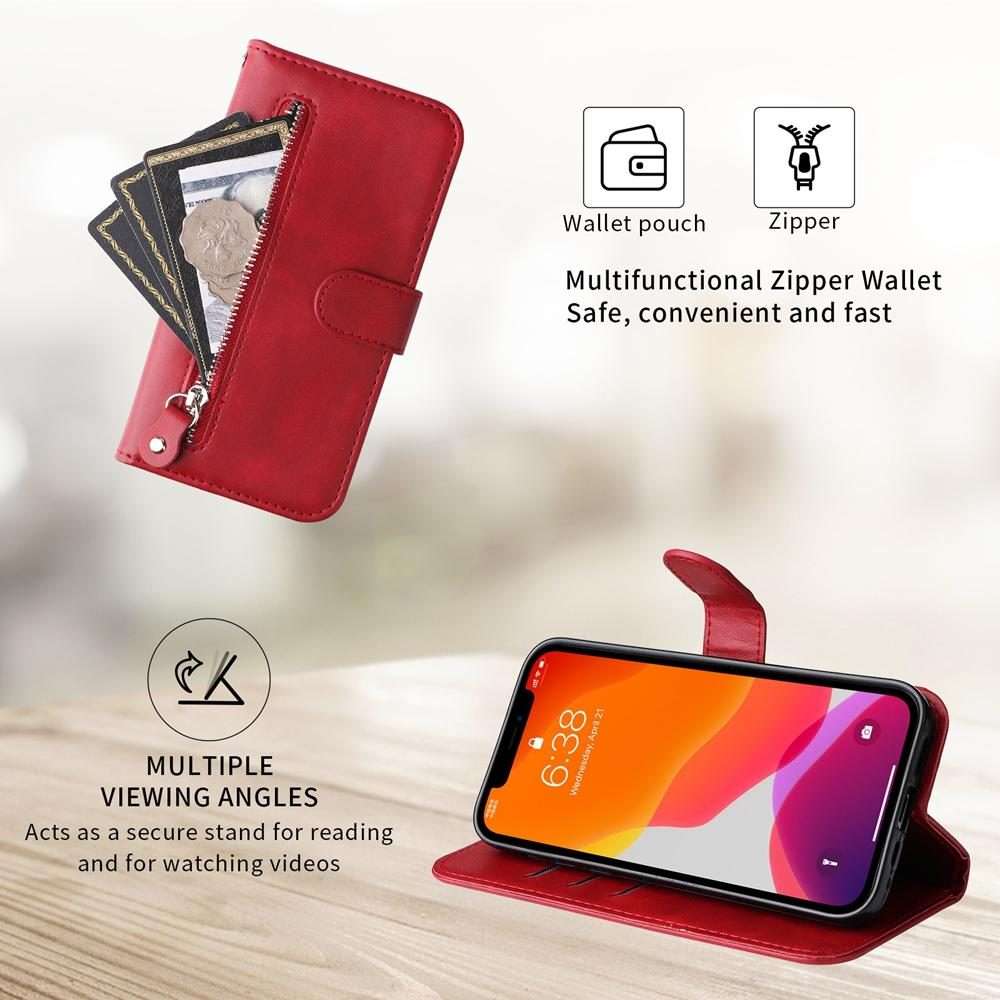 For Redmi K80 Pro Fashion Calf Texture Zipper Leather Phone Case(Red)