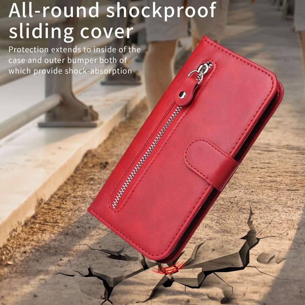For Redmi K80 Pro Fashion Calf Texture Zipper Leather Phone Case(Red)