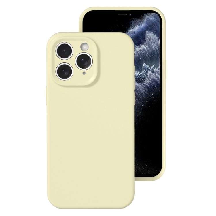 For iPhone 11 Pro Max Precise Hole Liquid Silicone Jelly Color Full Coverage Pho ... (Milk Yellow)