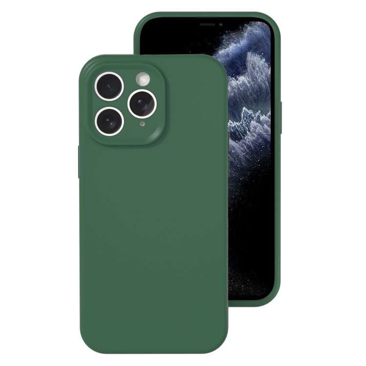 For iPhone 11 Pro Max Precise Hole Liquid Silicone Jelly Color Full Coverage Phon ... (Moss Green)