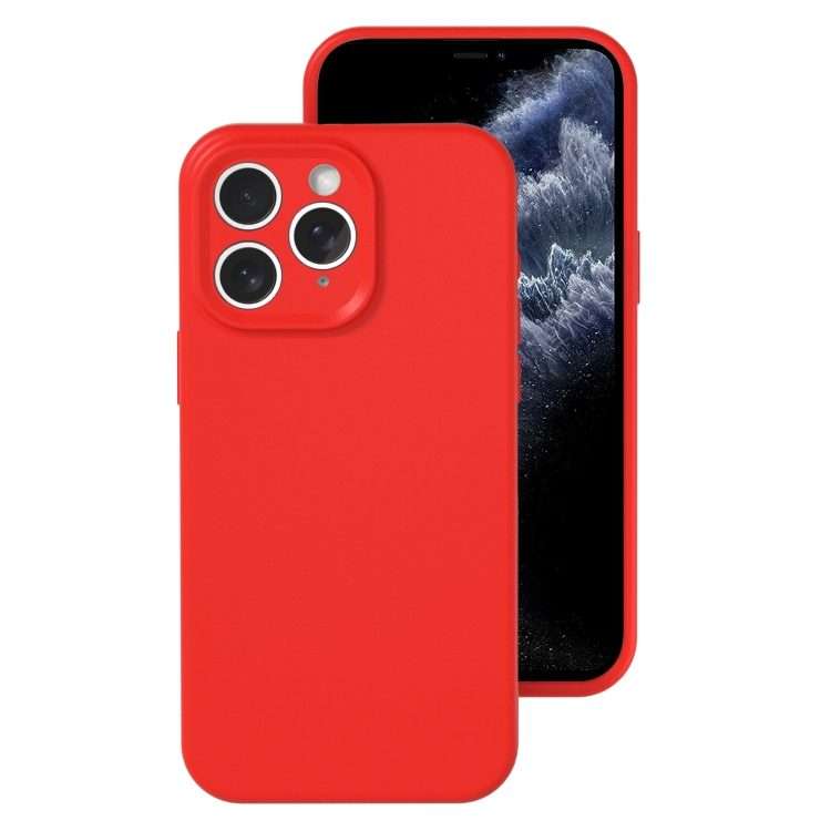 For iPhone 11 Pro Max Precise Hole Liquid Silicone Jelly Color Full Coverage ... (The Chinese Red)