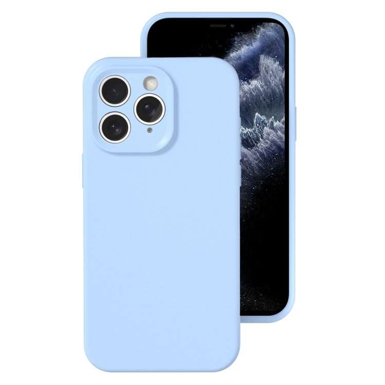 For iPhone 11 Pro Max Precise Hole Liquid Silicone Jelly Color Full Coverage Phone Case(Sky Blue)