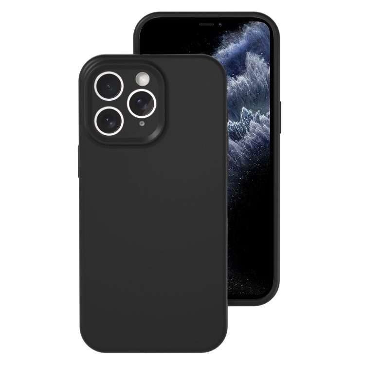 For iPhone 11 Pro Precise Hole Liquid Silicone Jelly Color Full Coverage Phone Case(Black)