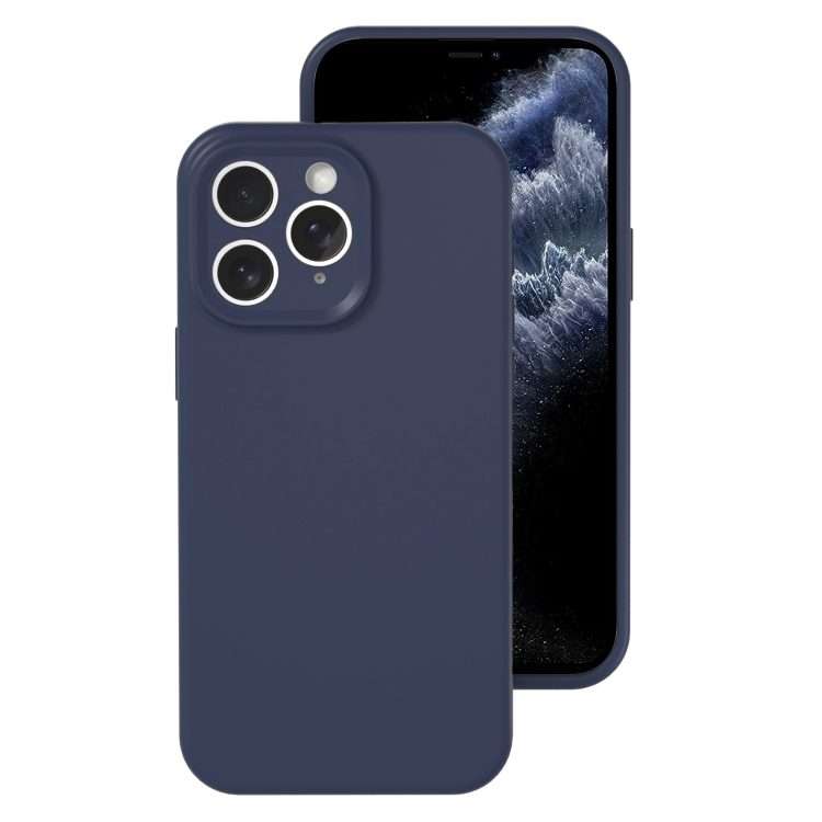 For iPhone 11 Pro Precise Hole Liquid Silicone Jelly Color Full Coverage Phone Case(Midnight Blue)