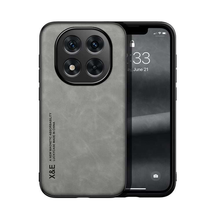 For Redmi Note 14 Pro+ 5G Skin Feel Magnetic Leather Back Phone Case(Light Grey)