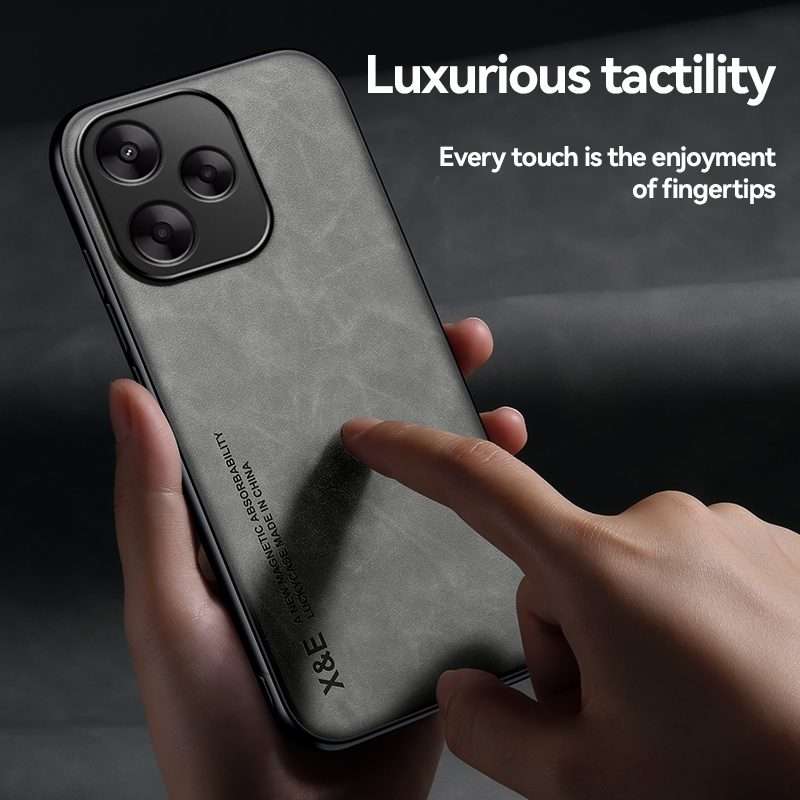 For Redmi Note 14 Pro+ 5G Skin Feel Magnetic Leather Back Phone Case(Light Grey)