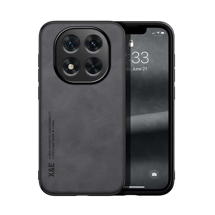 For Redmi Note 14 Pro+ 5G Skin Feel Magnetic Leather Back Phone Case(Dark Grey)