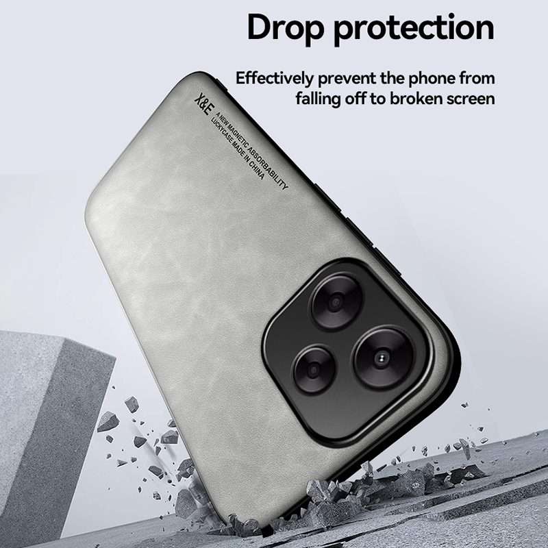 For Redmi Note 14 Pro+ 5G Skin Feel Magnetic Leather Back Phone Case(Dark Grey)