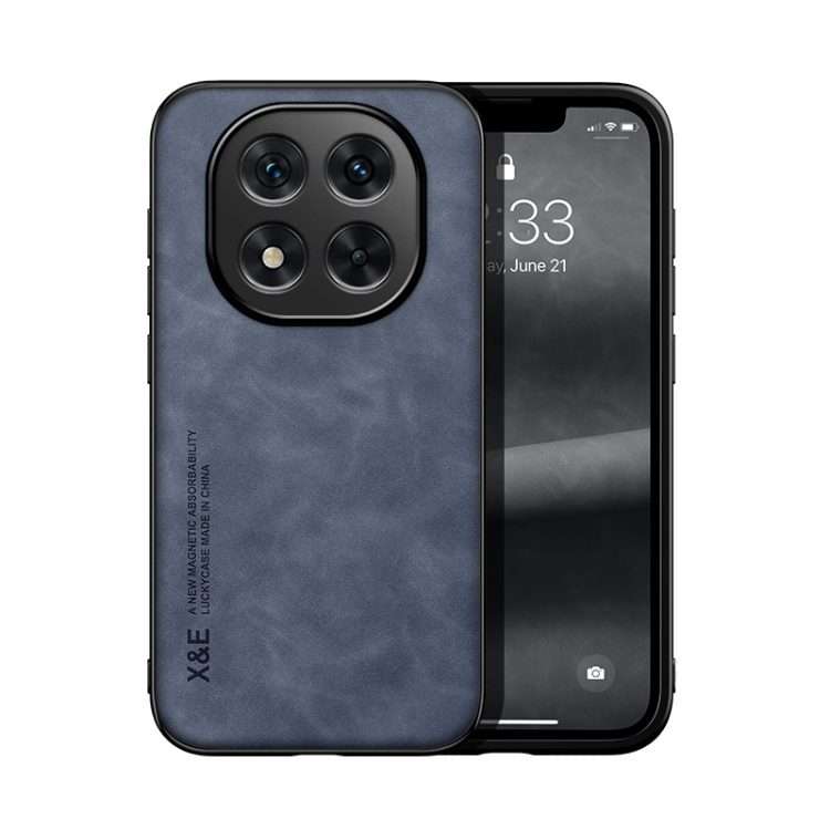 For Redmi Note 14 Pro+ 5G Skin Feel Magnetic Leather Back Phone Case(Blue)