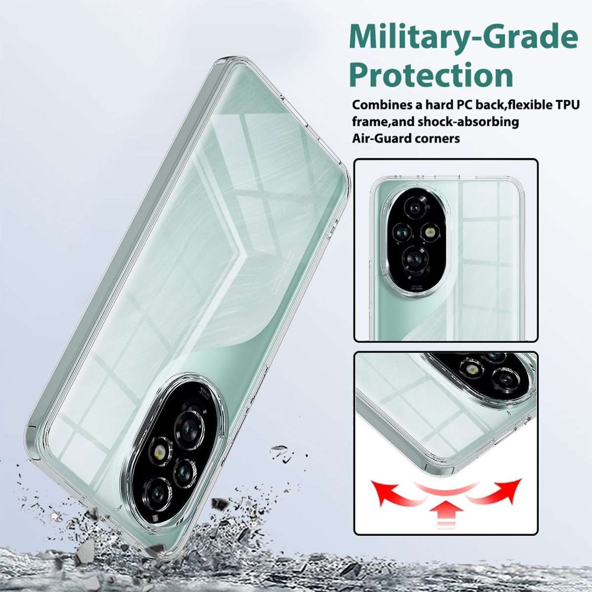 For Honor 200 Pro Scratchproof Acrylic TPU Phone Case(Transparent)