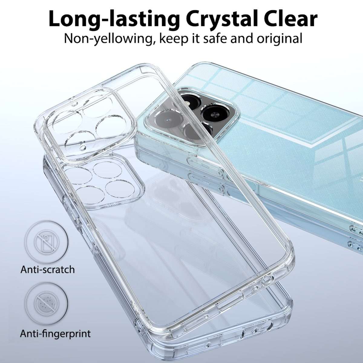For Honor X5b / X5b Plus Scratchproof Acrylic TPU Phone Case(Transparent)