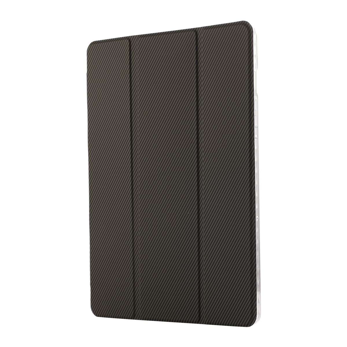 For Samsung Galaxy Tab S9 / S9 FE Carbon Fiber Clear Acrylic 3-Fold Leather Tablet Case(Grey)