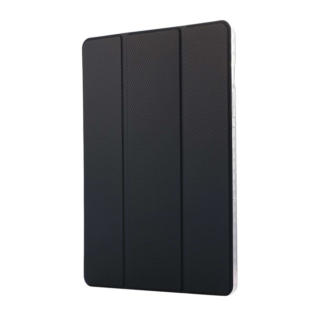 For Samsung Galaxy Tab S9 / S9 FE Carbon Fiber Clear Acrylic 3-Fold Leather Tablet Case(Dark Blue)