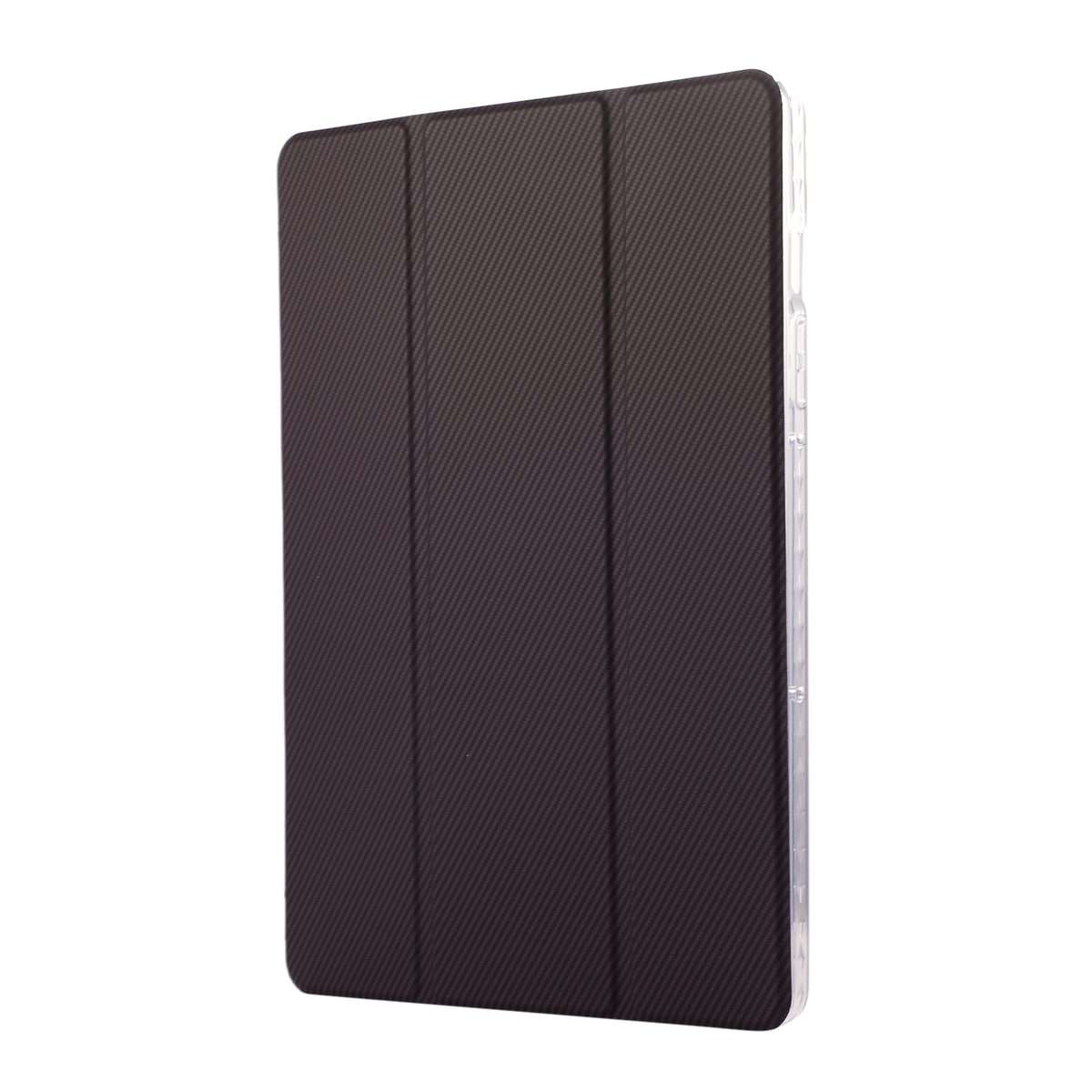 For Samsung Galaxy Tab S9 / S9 FE Carbon Fiber Clear Acrylic 3-Fold Leather Tablet Case(Purple)