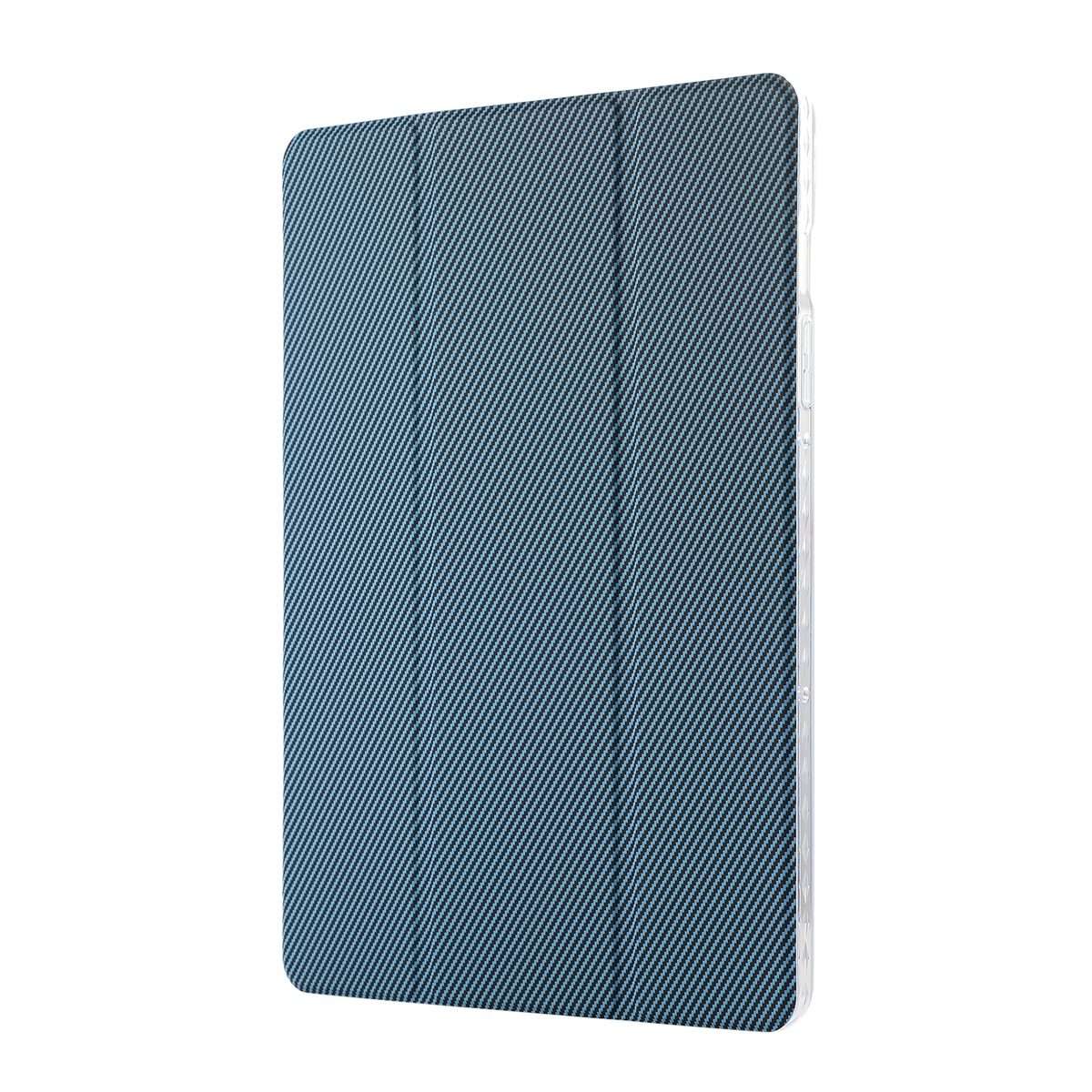 For Samsung Galaxy Tab S9 / S9 FE Carbon Fiber Clear Acrylic 3-Fold Leather Tablet Case(Blue)