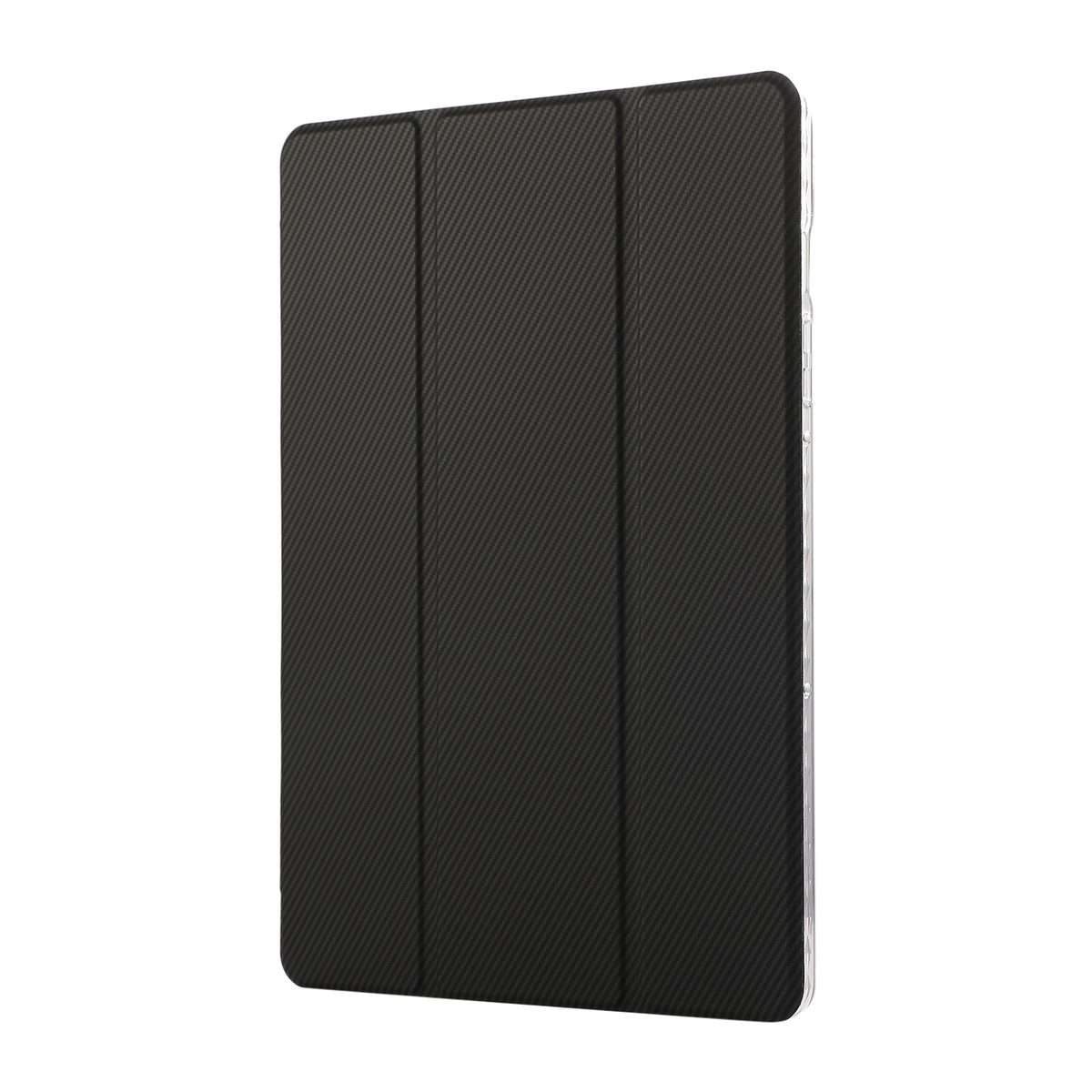 For Samsung Galaxy Tab S9 / S9 FE Carbon Fiber Clear Acrylic 3-Fold Leather Tablet Case(Black)