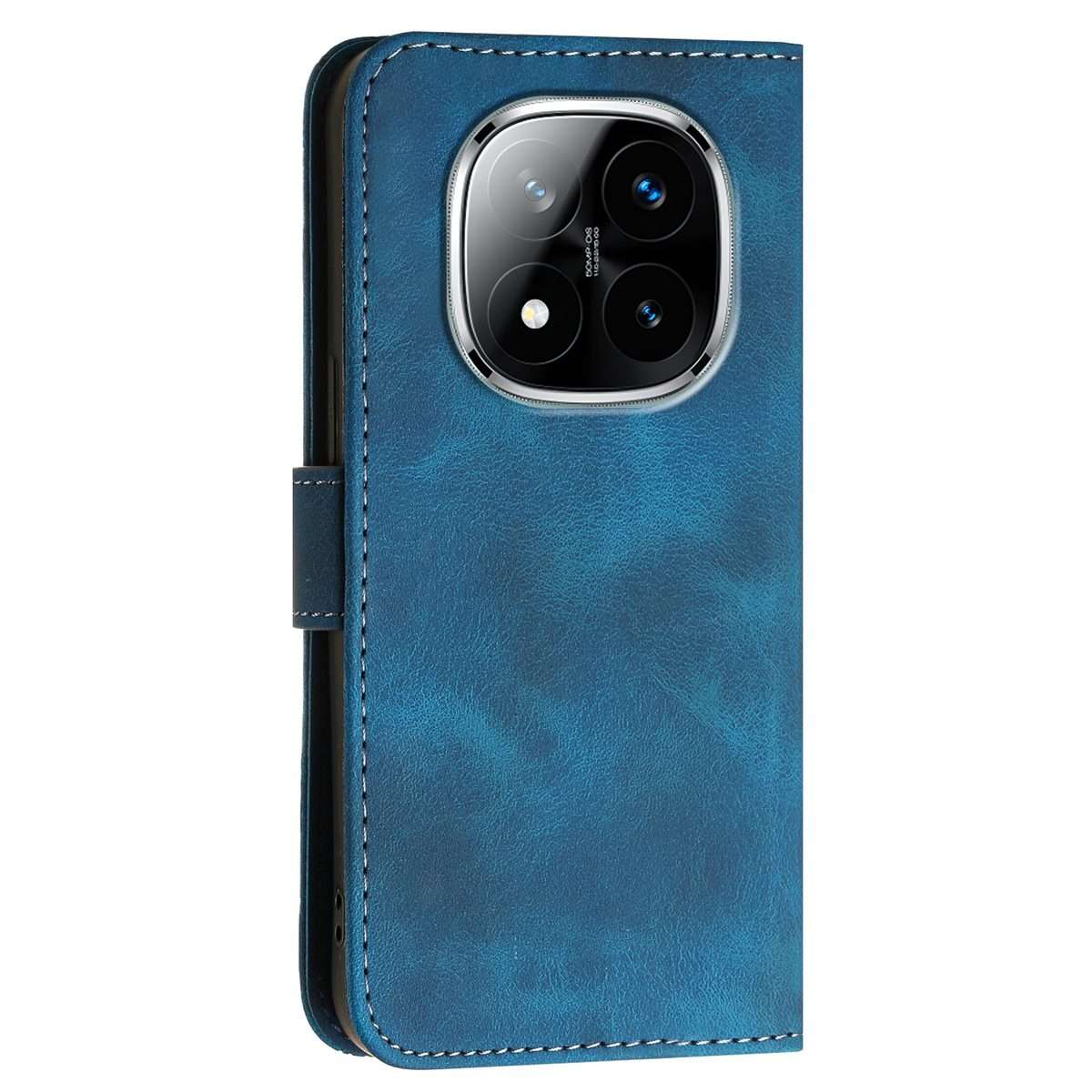 For Redmi Note 14 Pro+ 5G Grid Butterfly Embossed Pattern Leather Phone Case with ... (Dark Blue)