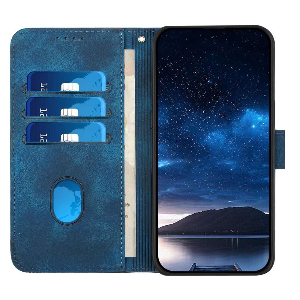 For Redmi Note 14 Pro+ 5G Grid Butterfly Embossed Pattern Leather Phone Case with ... (Dark Blue)