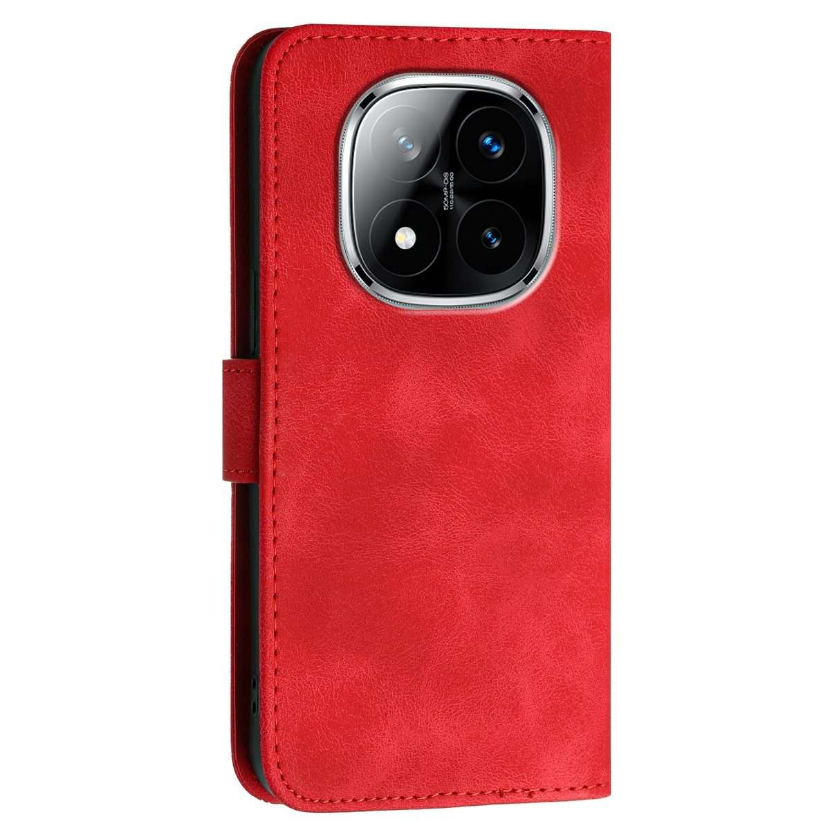 For Redmi Note 14 Pro+ 5G Grid Butterfly Embossed Pattern Leather Phone Case with Lanyard(Red)