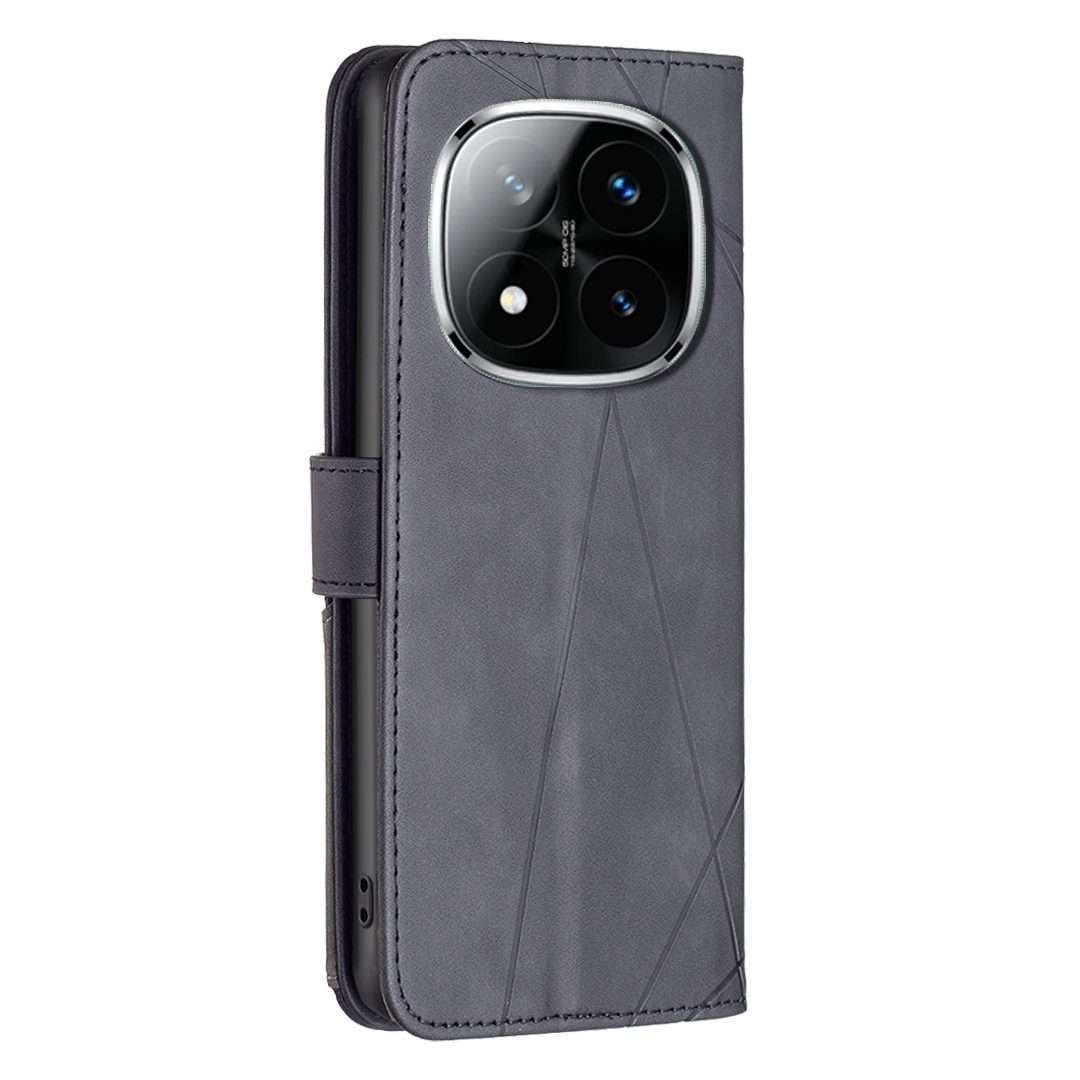 For Redmi Note 14 Pro 5G / Note 14 Pro+ 5G Magnetic Buckle Rhombus Texture Leather Pho ... (Black)