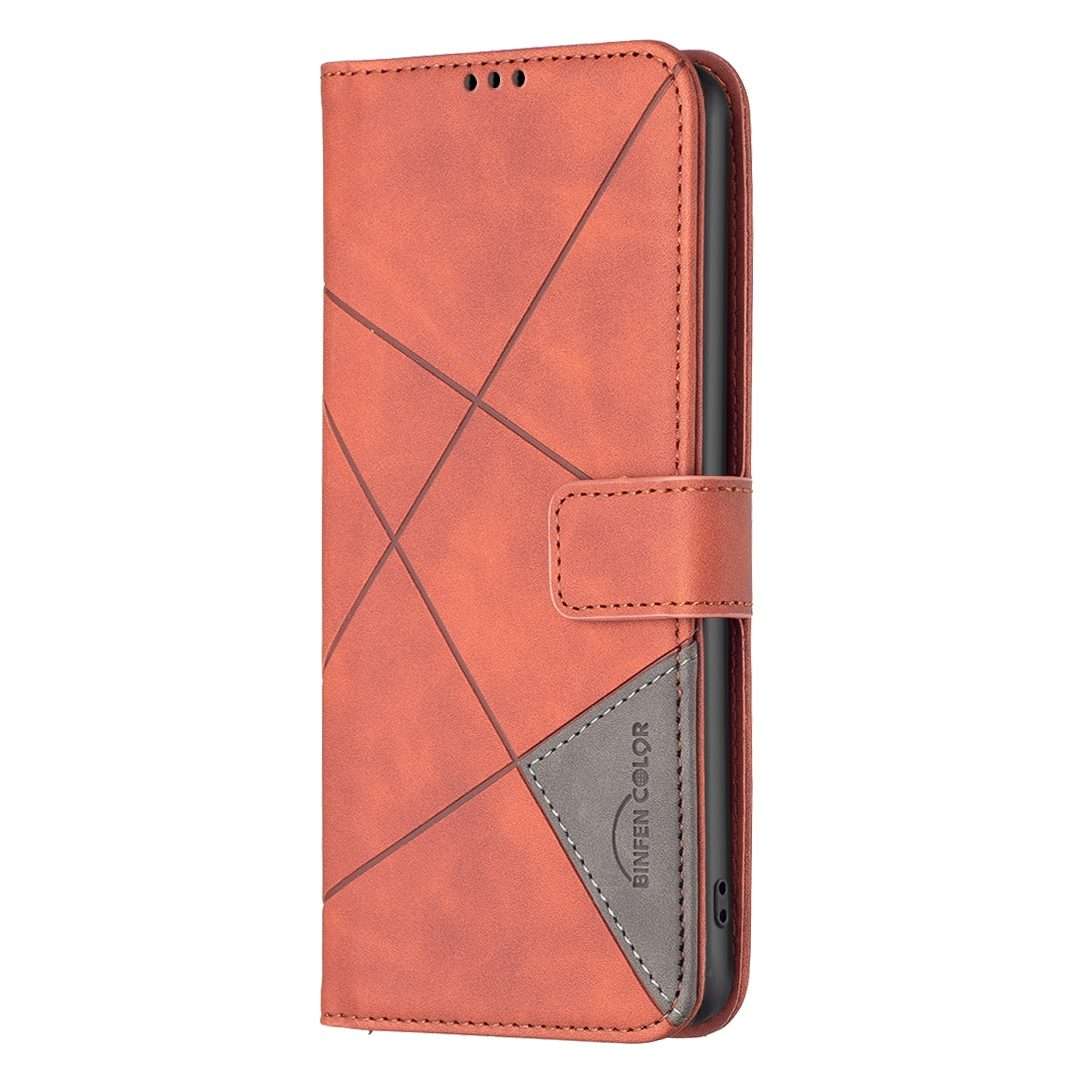 For Redmi Note 14 Pro 5G / Note 14 Pro+ 5G Magnetic Buckle Rhombus Texture Leather Pho ... (Brown)