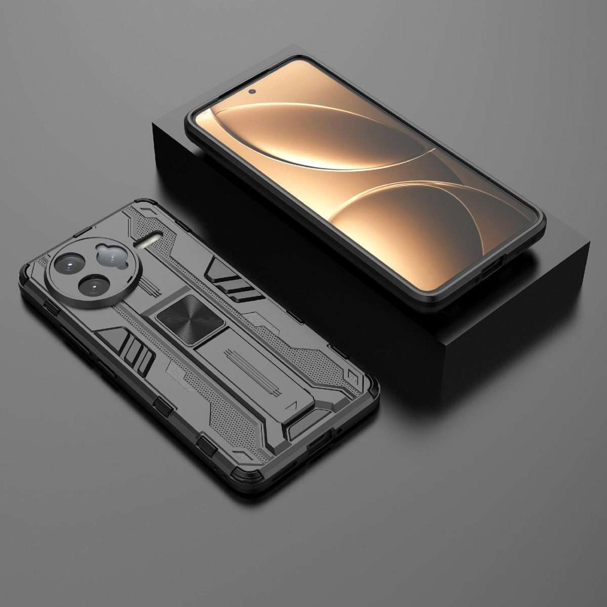 For Redmi K80 Pro Supersonic PC + TPU Holder Phone Case(Black)