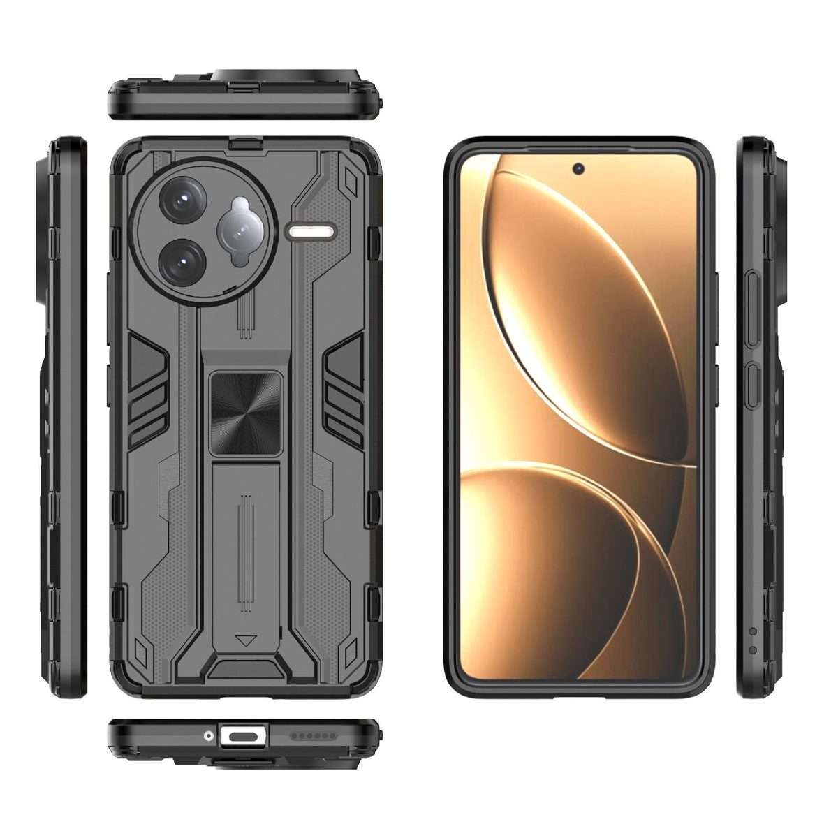 For Redmi K80 Pro Supersonic PC + TPU Holder Phone Case(Black)