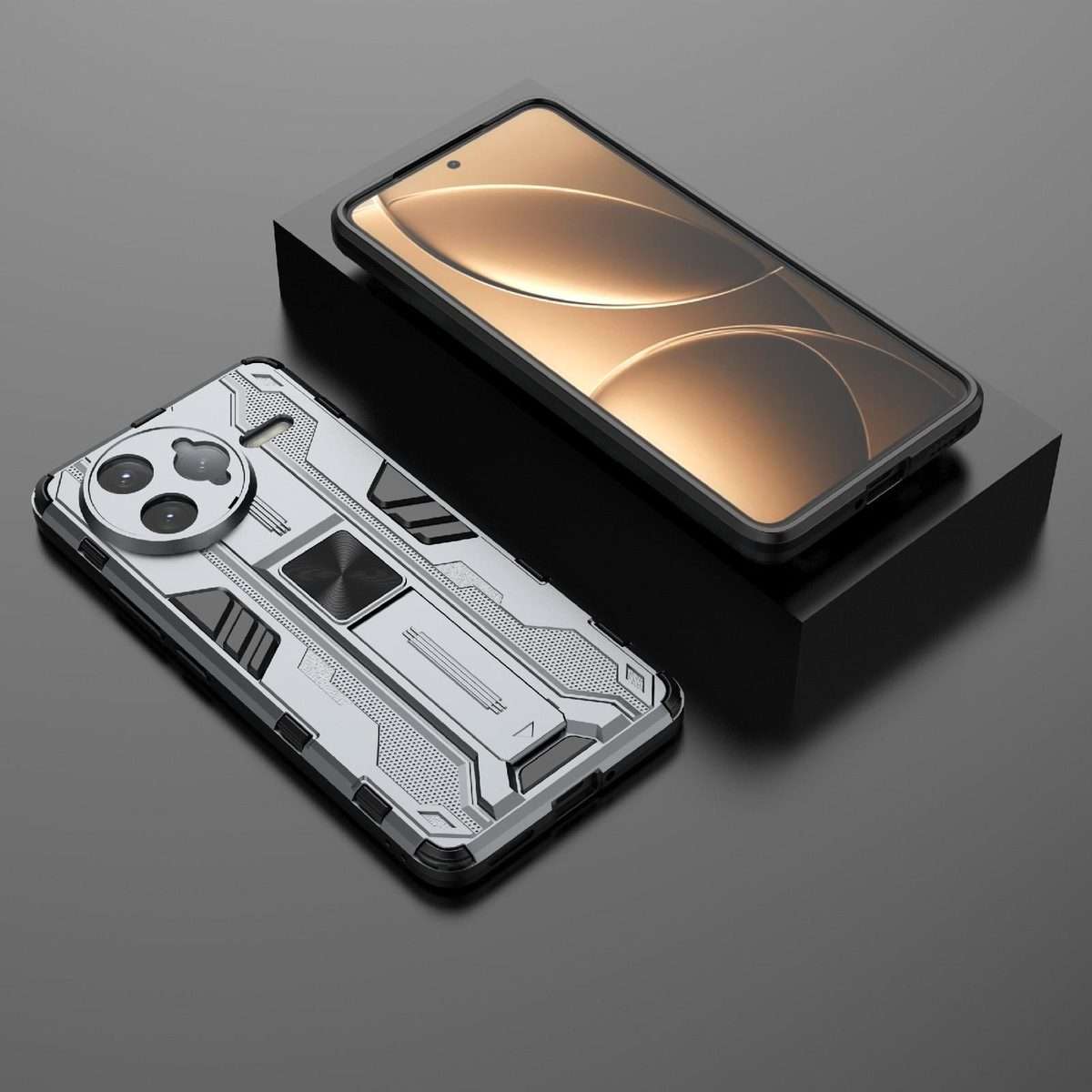 For Redmi K80 Pro Supersonic PC + TPU Holder Phone Case(Grey)