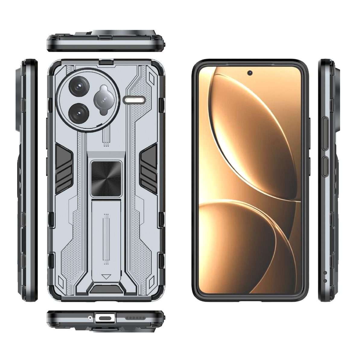 For Redmi K80 Pro Supersonic PC + TPU Holder Phone Case(Grey)