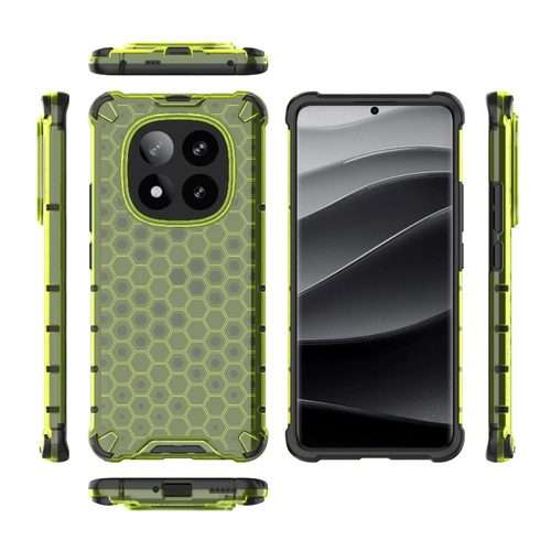 For Redmi Note 14 Pro+ 5G Honeycomb Shockproof Phone Case(Green)