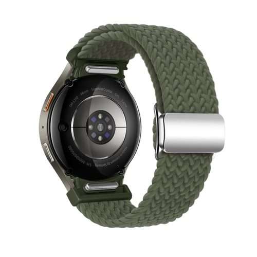 For Samsung Galaxy Watch 7 / 6 / 5 / 4 Nylon Loop Magnetic Buckle Watch Band(Dark Olive)