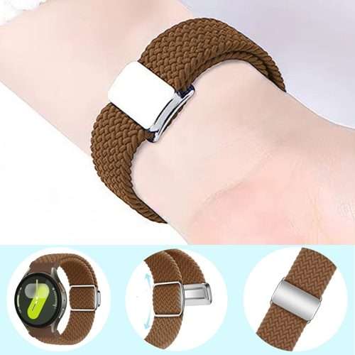 For Samsung Galaxy Watch 7 / 6 / 5 / 4 Nylon Loop Magnetic Buckle Watch Band(Black)