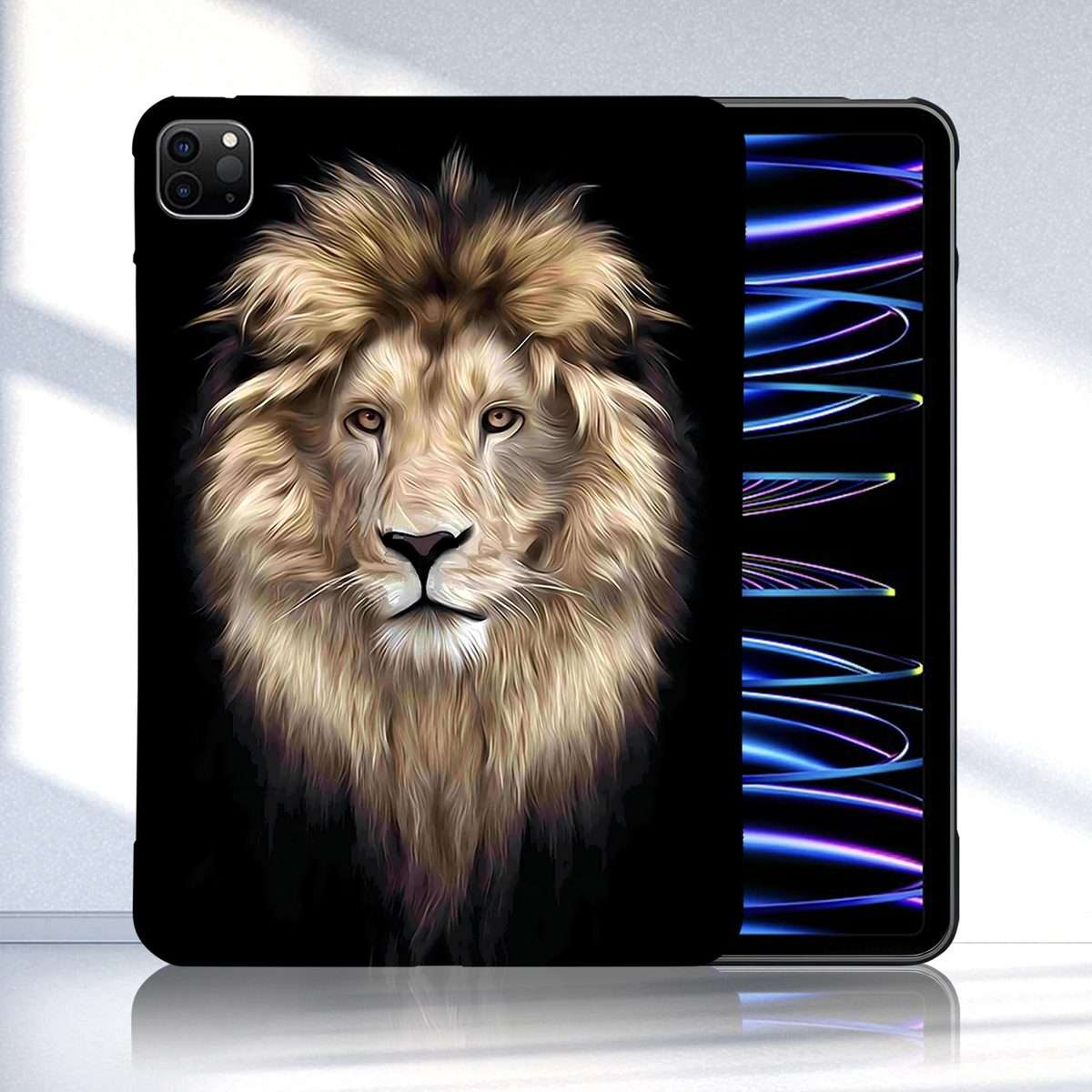 For iPad Pro 12.9 2022 / 2021 / 2020 Color Painting Pattern Smart Tablet TPU Case(Lion)